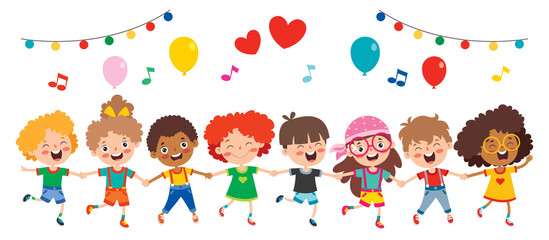 Obraz na płótnie Canvas Happy Multi Ethnic Kids Playing Together