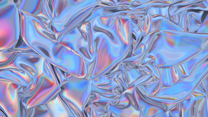 Abstract 3d rendering. Digital fabric. Sci-fi background. Holographic neon foil. Rainbow reflection.
