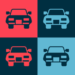 Pop art Car icon isolated on color background. Vector.