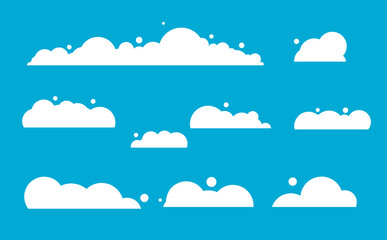 clouds set with simple, minimalist, and modern. for icons, symbols, clip art.