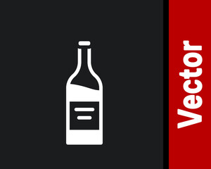 White Bottle of wine icon isolated on black background. Vector.