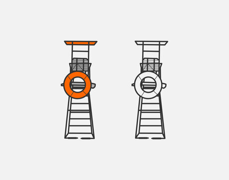 lifeguard chair vector line art