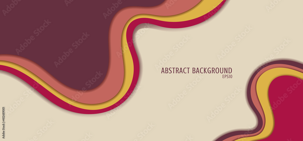 Poster abstract background pink and yellow fluid shape overlapping layer flat design