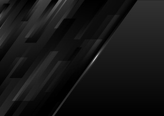 Abstract modern template black geometric diagonal stripes on dark background