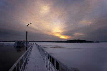 Reftinskaya GRES power station with Reftinsky reservoir in winter, Russia, Ural