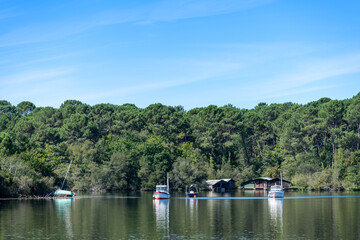 Fototapeta na wymiar BISCARROSSE (Landes, France), vue sur le lac