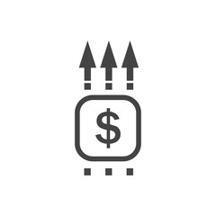 Income level growth vector icon on white isolated background.