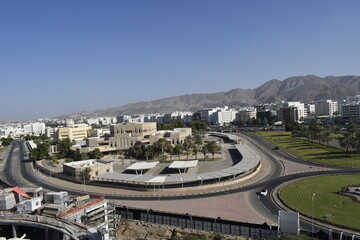 Beautiful Oman city view. Construction Works. Cityscape Building in Oman. Muscat, Oman.