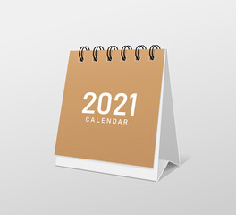 2021 Calendar brown paper template design on gray background, Eps 10 vector illustration