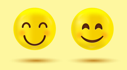 Smiling Face with Smiling Eyes, 3d happy Smiley emoji,  cute emoticon with cheeks