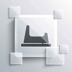 Grey Baby potty icon isolated on grey background. Chamber pot. Square glass panels. Vector.