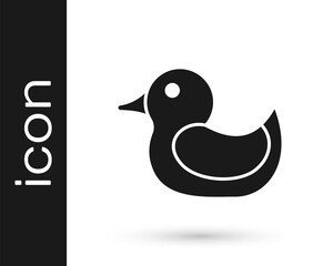 Black Rubber duck icon isolated on white background. Vector.