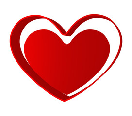 happy valentine's day concept. red heart on white background. clipping paths. 3D illustration
