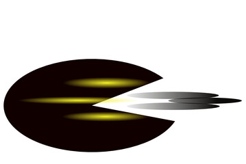 raumschiff, mit gelben strahlen und schwarzer startrampe