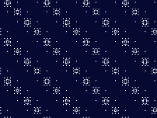 Dots seamless patterns black and white background of snowflakes