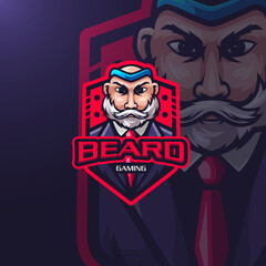 Beard esport logo mascot gaming team