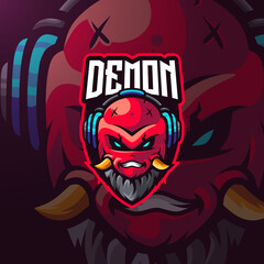 Demon head esport logo gaming mascot team