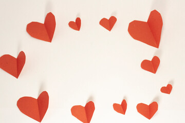 valentine frame on white isolated background with copy space