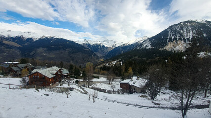 Fototapeta na wymiar France village Courchevel in the mountains