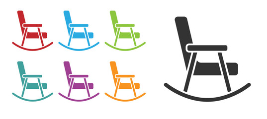 Black Rocking chair icon isolated on white background. Set icons colorful. Vector.