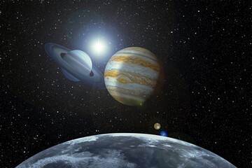 Great Conjunction: Jupiter and Saturn Meet on Solstice. Elements of this image furnished by NASA. 3...