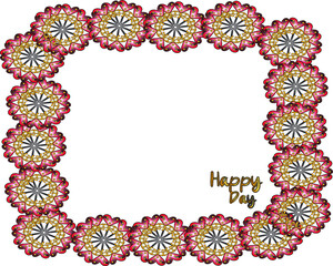 frame with flowers  red gift box valentines day greeting card vector illustration