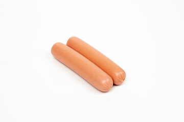 Sausage on white background in studio