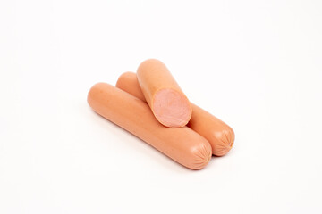 Sausage on white background in studio
