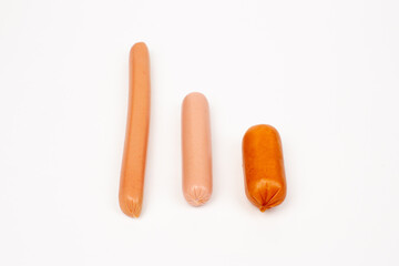 Sausage on white background in studio
