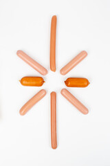 Sausage on white background in studio