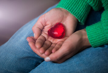 Celebration. Valentine day. Sensual. Red heart. Love concept. 