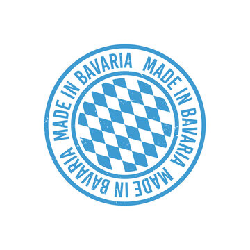 Made in Bavaria stamp, label, poster. Bavaria quality stamp with grunge texture. Vintage Product quality label template. Vector illustration