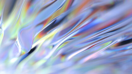 Obraz na płótnie Canvas Abstract Holographic foil wave background. Rainbow metal background. Foil texture