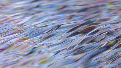 Abstract Holographic foil wave background. Rainbow metal background. Foil texture