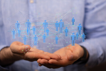 Business people silhouettes network team