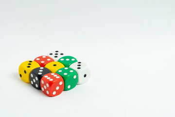 3D Standard size dice in square isolated on white background.