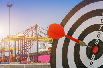 Red darts arrows in the target center business goal concept, the game focuses on success business...