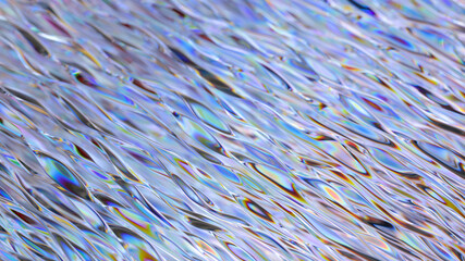 Abstract Holographic foil wave background. Rainbow metal background. Foil texture