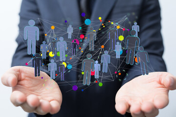 Business people silhouettes network team