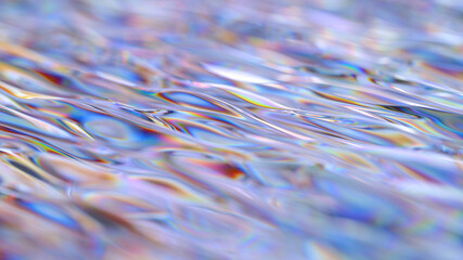 Abstract Holographic foil wave background. Rainbow metal background. Foil texture
