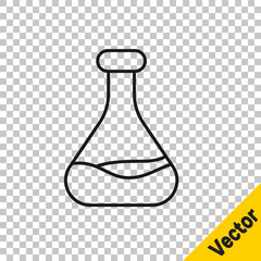 Black line Test tube and flask icon isolated on transparent background. Chemical laboratory test. Laboratory glassware. Vector.