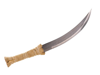 ancient sword with bone handle isolated on white background