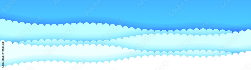Poster abstract sky paper cut gradient background with clouds vector nature