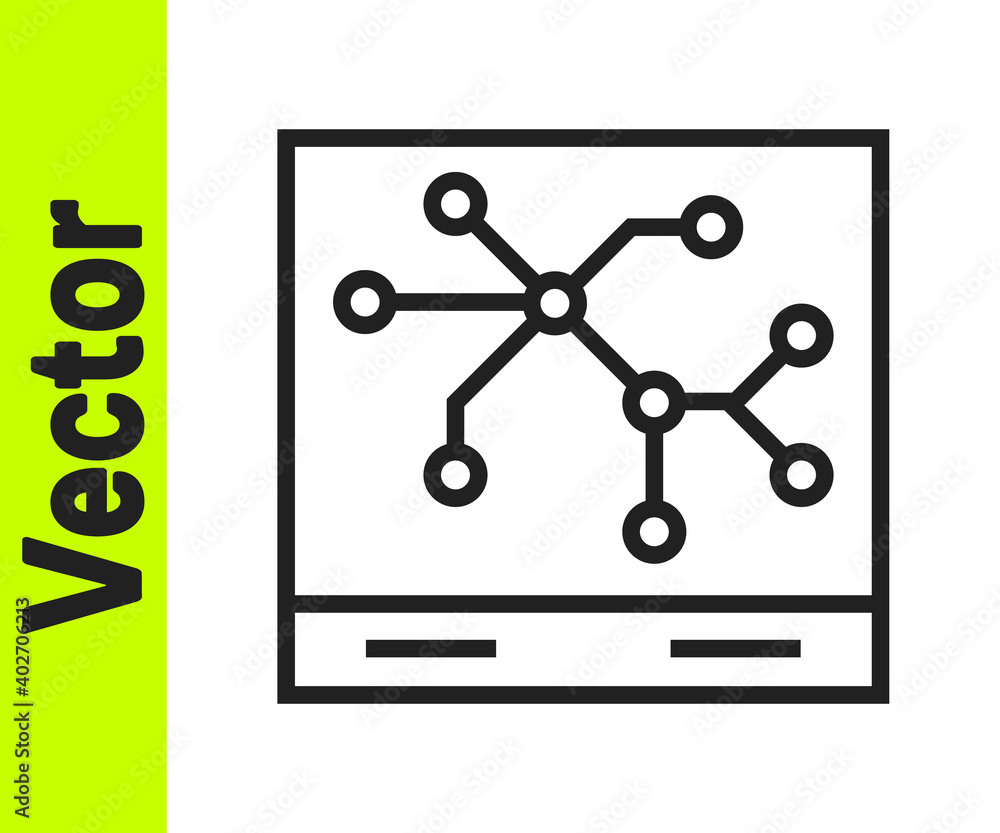 Poster black line railway map icon isolated on white background. vector.