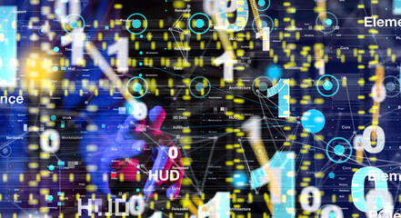 cloud connected to many objects on a virtual screen.