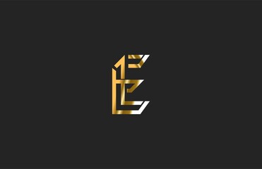 Modern Logo Letter E linear golden vector