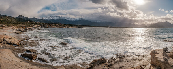Panoramic view of Calvi Bay in Corsica
