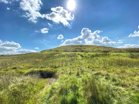 Looking up at the moor top, on a sunny day near, Slaidburn, Clitheroe, UK