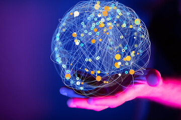 Abstract network of physical devices on the Internet using a network connection with statistics...
