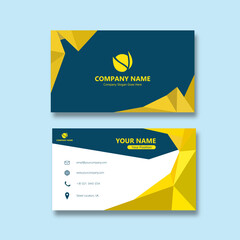 Yellow low poly business card template